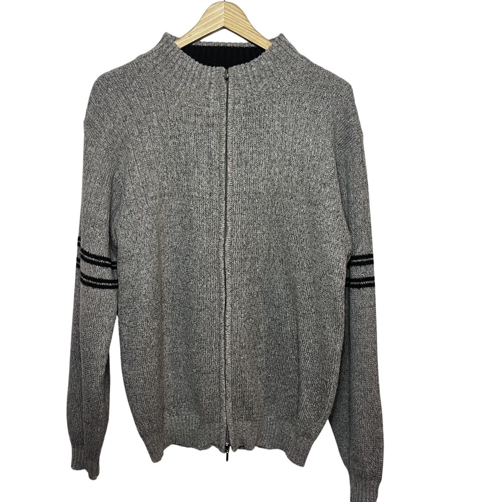 Cortina by MGL Sweater Mens M Gray Full Zip Cardigan Mock Neck Academia‎ Varsity